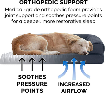 Orthopedic Dog Bed for Large/Medium Dogs W/ Removable Bolsters & Washable Cover, for Dogs up to 55 Lbs - Quilted Sofa - Iron Gray, Large