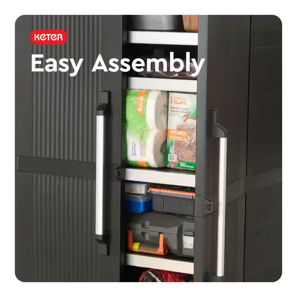 Premium One 35 In. W X 71.7 In. H. X 18.5 In. D 5-Shelf Resin Freestanding Cabinet in Black