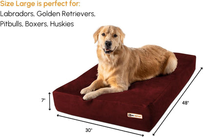 Sleek Orthopedic Dog Bed - 7” Dog Bed for Large Dogs W/Washable Microsuede Cover - Sleek Elevated Dog Bed Made in the USA W/ 10-Year Warranty (Sleek, Large, Burgundy)