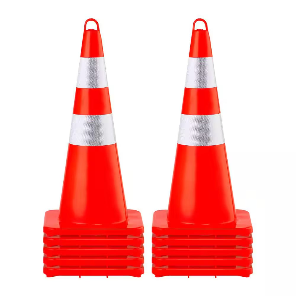 Safety Cones, PVC Orange Construction Cones, 10 PCS 28 In. Traffic Cones, 2 Reflective Collars Traffic Cones