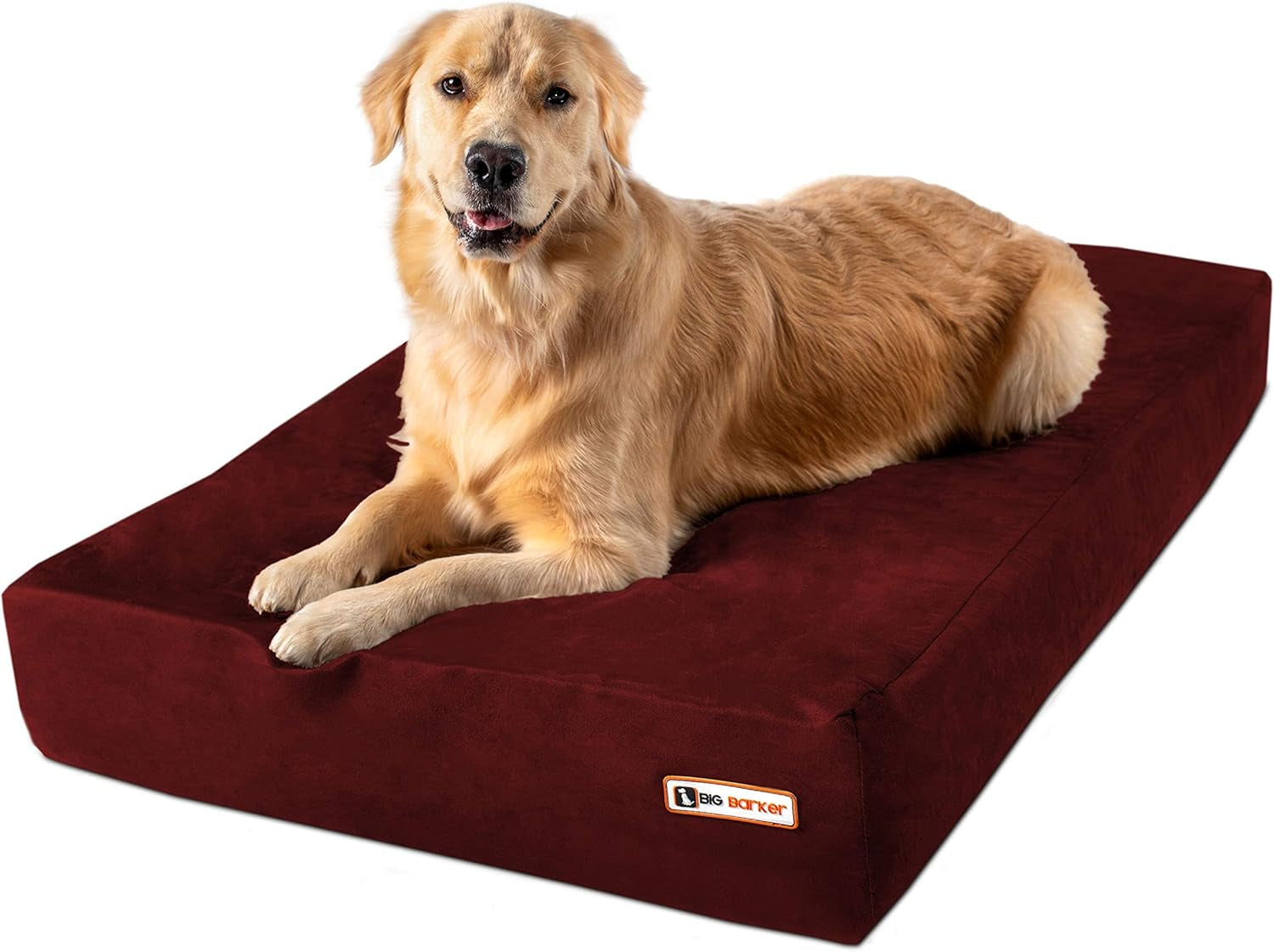 Sleek Orthopedic Dog Bed - 7” Dog Bed for Large Dogs W/Washable Microsuede Cover - Sleek Elevated Dog Bed Made in the USA W/ 10-Year Warranty (Sleek, Large, Burgundy)