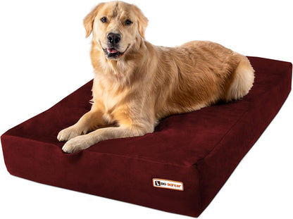 Sleek Orthopedic Dog Bed - 7” Dog Bed for Large Dogs W/Washable Microsuede Cover - Sleek Elevated Dog Bed Made in the USA W/ 10-Year Warranty (Sleek, Large, Burgundy)