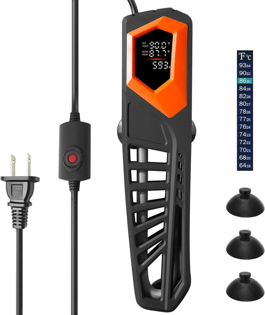 600W Titanium Aquarium Heater - Digital Fish Heater with LED Temp Display and External Controller, for Large Fish Tank 75~180Gallon
