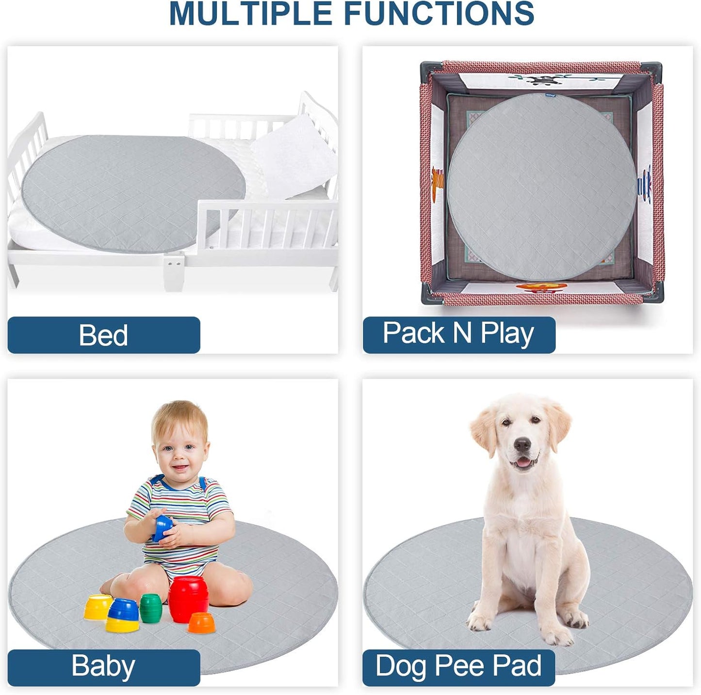 Washable Dog Pee Pads of Premium Pee Pads for Dogs, Waterproof Dog Whelping Pads, Reusable Pee Pad Quilted, Fast Absorbing Training Pads for Dogs, Housebreaking Absorption Pads(1Pack)