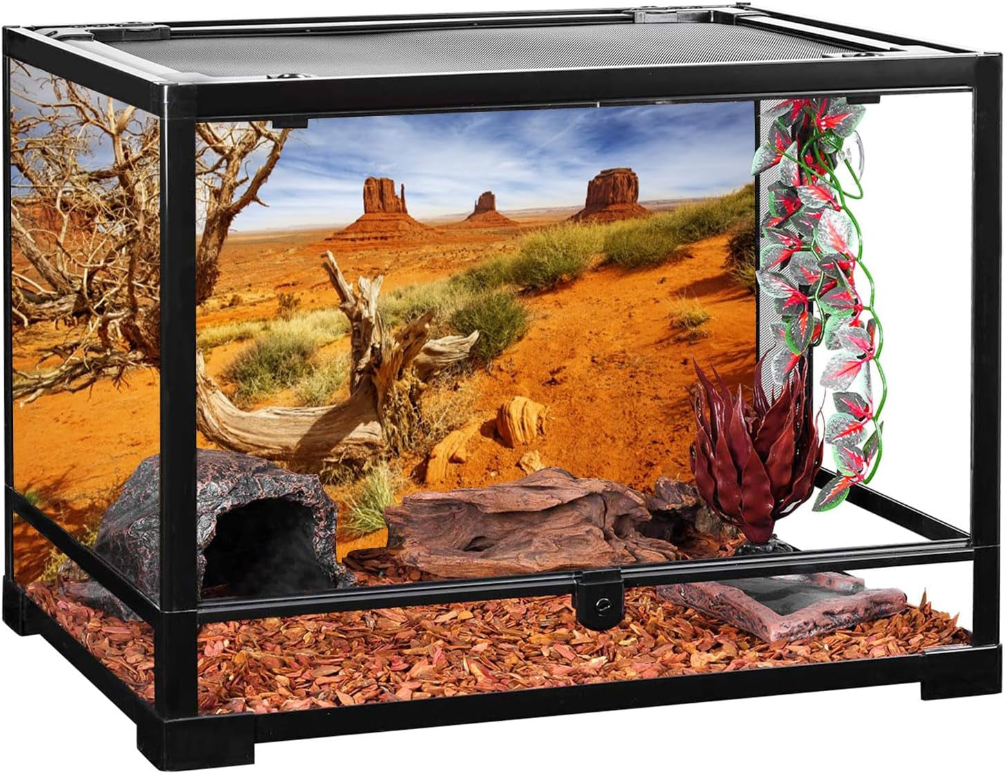 36X18 Inches Reptile Habitat Background Orange Desert Terrarium Background Durable Polyester Background