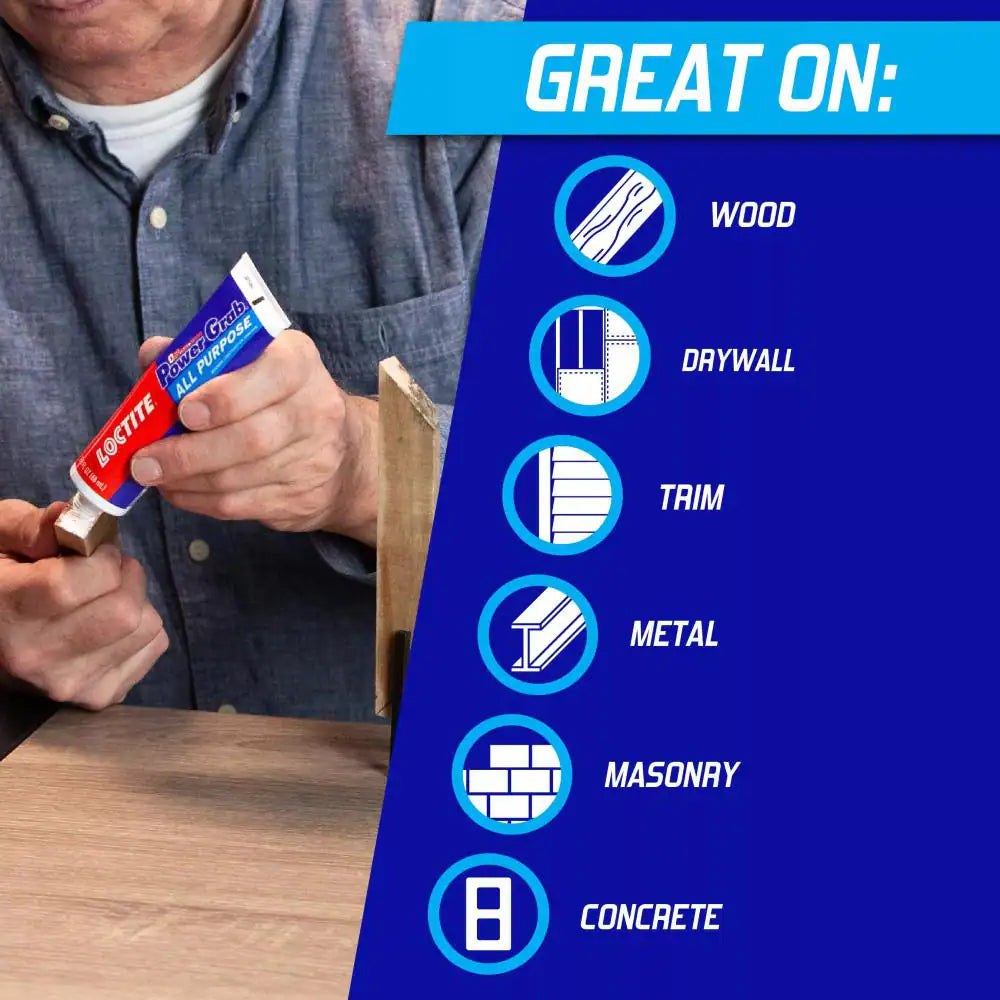 Power Grab All Purpose Instant Grab 6 Oz. Latex Construction Adhesive White Tube