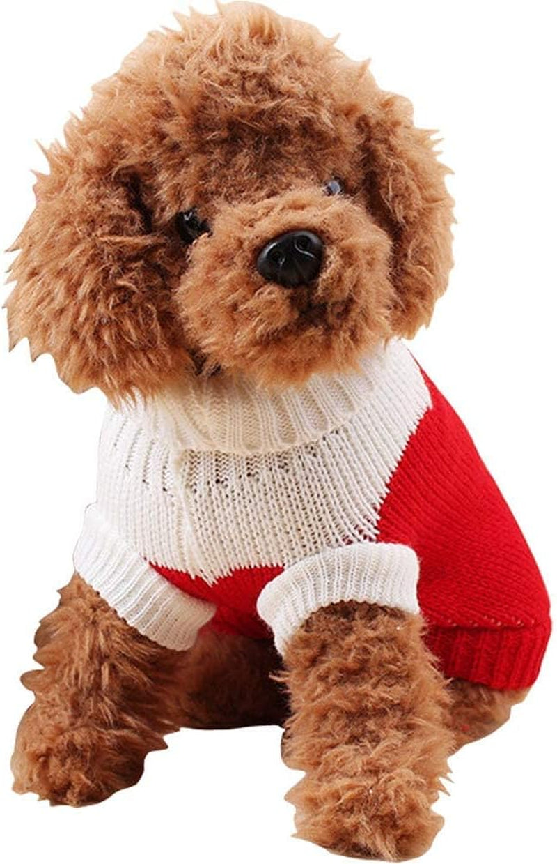 Pet Dog Sweaters Classic Knitwear Turtleneck Winter Warm Puppy Clothing Cute Strawberry and Heart Doggie Sweater (Red2, Xx-Small)
