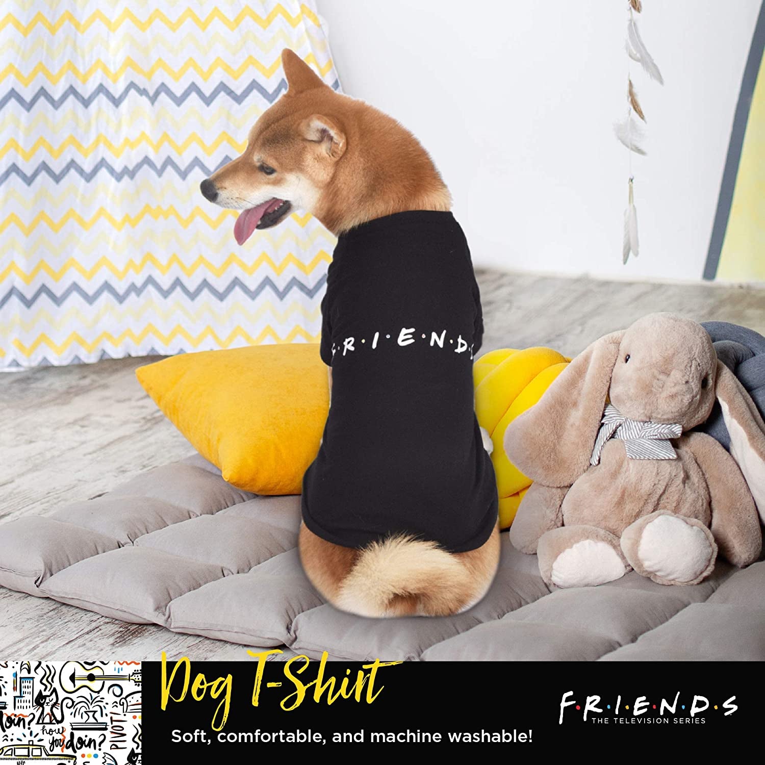 Iconic Logo Dog T-Shirt in Black | Soft, Lightweight, Semi-Stretch Jersey/Cotton Blend Dog Shirt, Machine Washable, Size X-Large (XL) for Large Dogs