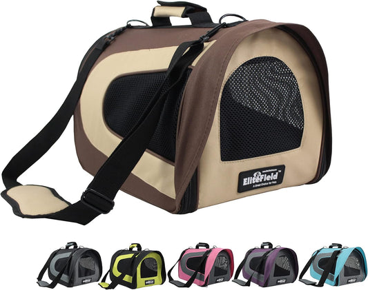 Deluxe Soft Pet Carrier (3 Year Warranty, Airline Approved), Multiple Sizes and Colors Available (18" L X 10" W X 11" H, Brown+Beige)