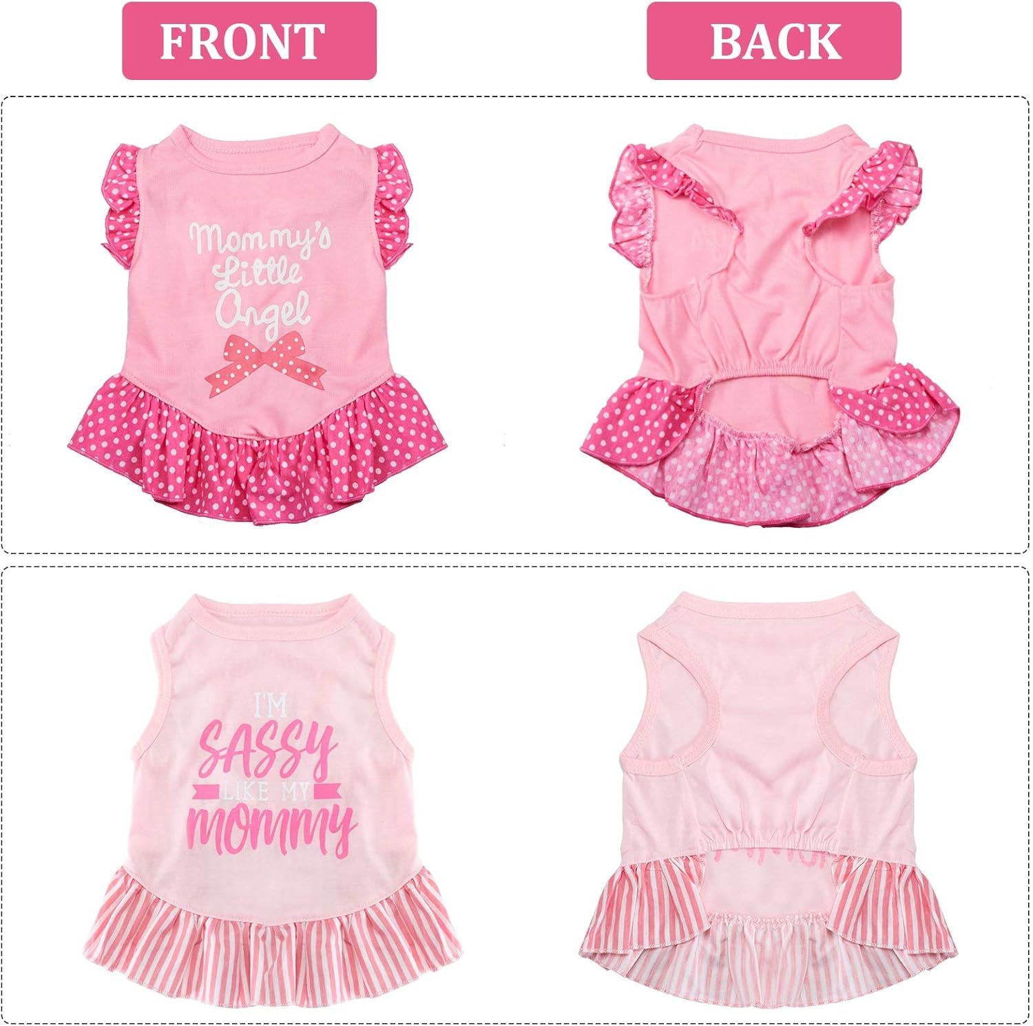 4 Pieces Pet Dress Shirt Cute Pink Dog Sundress Printed Dog Princess Dress Puppy Summer Apparel Clothes Pet Skirt Shirt with Ruffles Cloth for Small Dogs Cats Puppy(S)