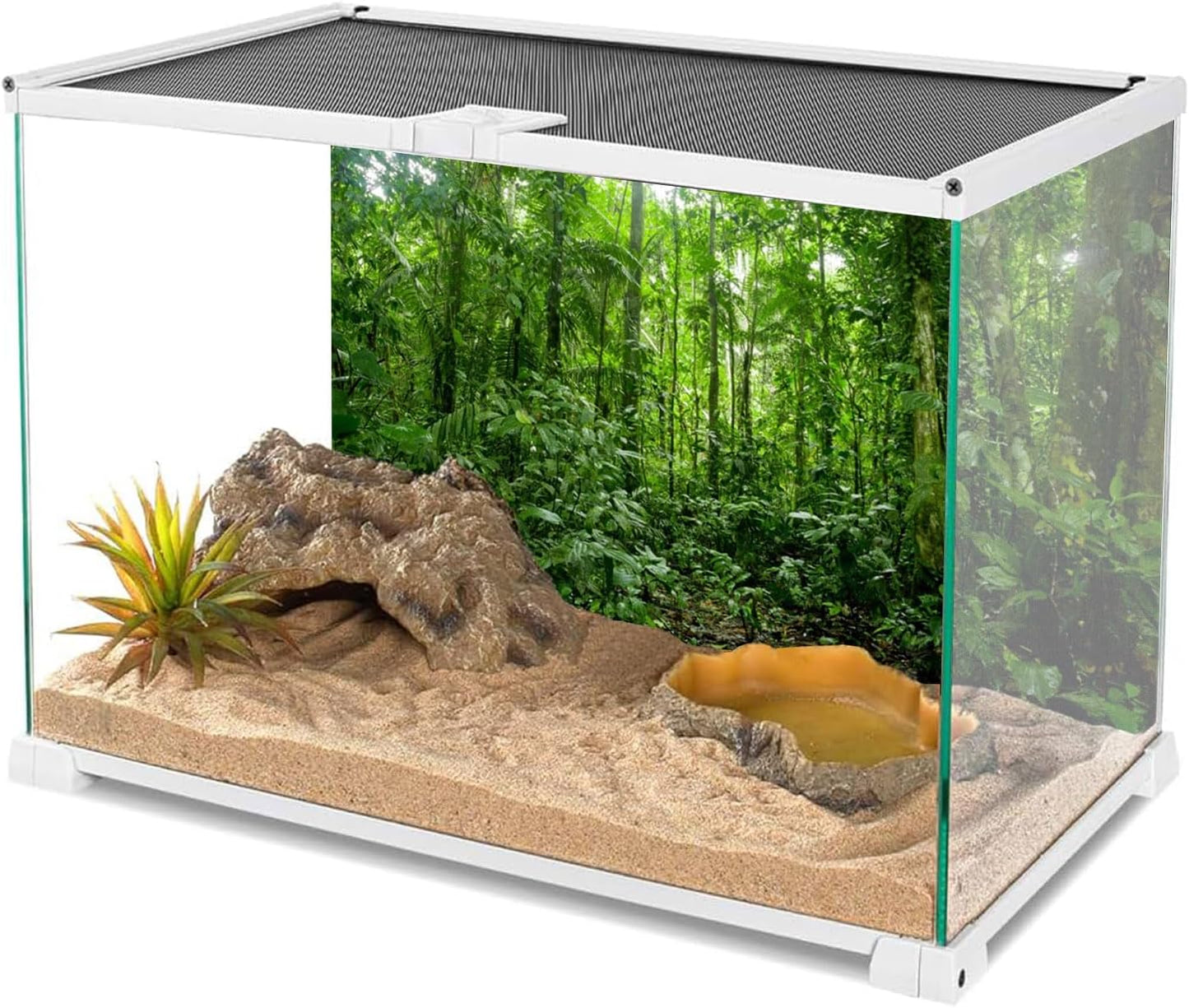 48X18 Inches Terrarium Background Tropical Aquarium Background Green Huge Tree Rainforest Reptile Habitat Background Durable Polyester Background