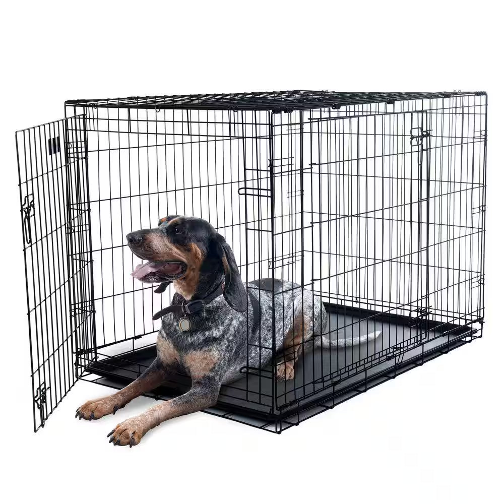42 In. X 28 In. Foldable Dog Crate Cage with 2 Door
