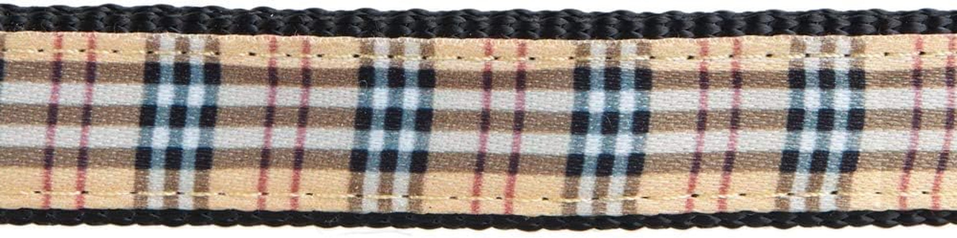 Dog Collar with Classic Beige Plaid, Durable Nylon Collar, Soft and Comfortable, Adjustable Collars for Dogs & Puppies, Small, Neck 10"-15"
