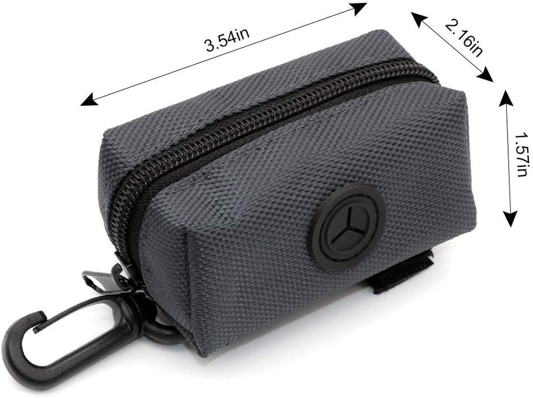 Pet Waste Bag Dispenser Zippered Pouch,Portable Dog Poop Bag Holder Leash Attachment Lightweight Fabric Bags (Dark Grey)