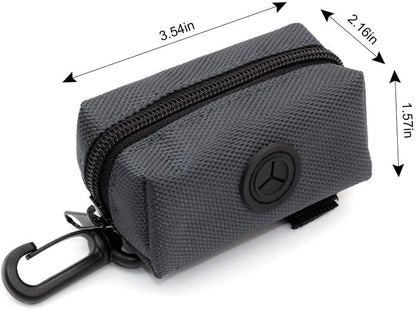 Pet Waste Bag Dispenser Zippered Pouch,Portable Dog Poop Bag Holder Leash Attachment Lightweight Fabric Bags (Dark Grey)