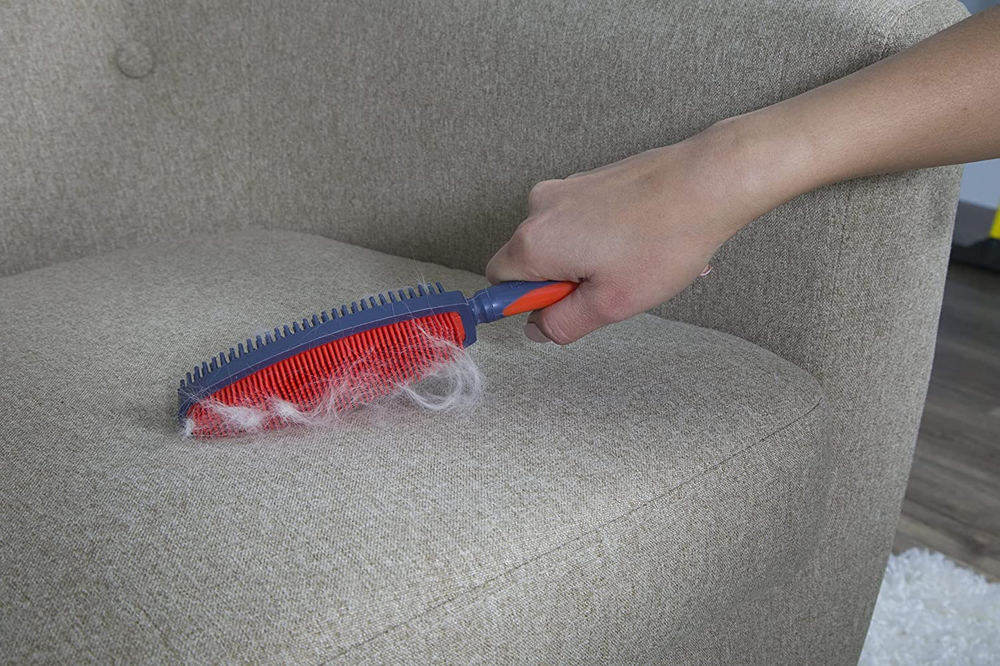 Duo Pet Hair Rubber Brush, Dual Sided to Easily Remove Fur and Lint from Clothing and Upholstery, Thick Bristles Groom Dogs and Cats, Easy to Clean, Colors May Vary