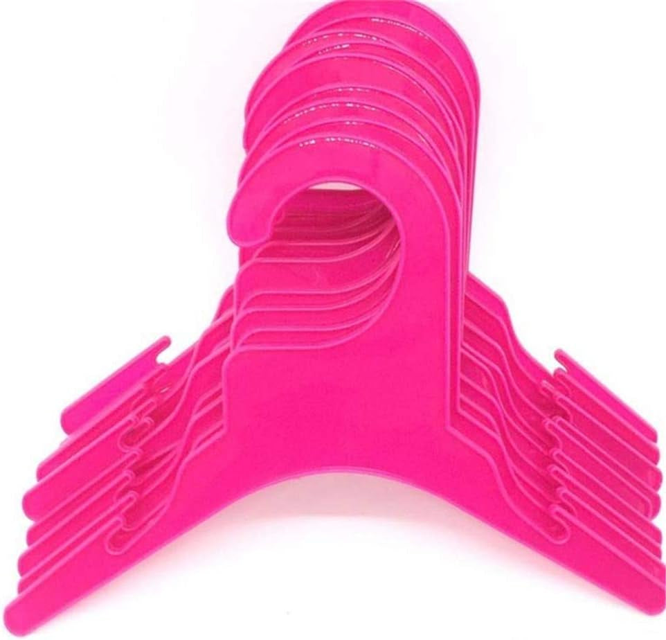 Pet Clothing Hanger, 10PCS Plastic Anti-Skid Dog Puppy Cat Clothes Clothing Rack for Small Animals (Pink, S
