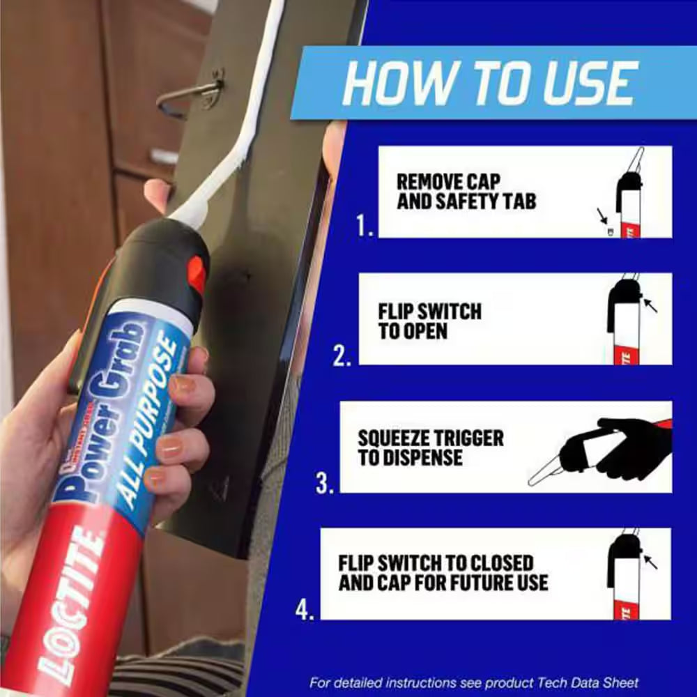 Power Grab All Purpose Instant Grab 7.5 Oz. Latex Construction Adhesive White Pressure Pack