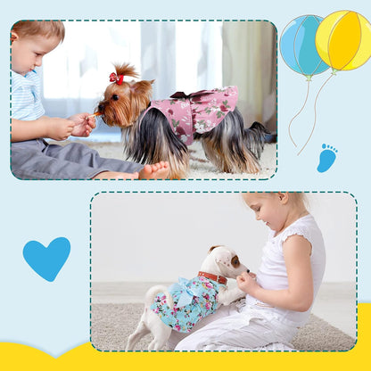 6 Pcs Dog Dresses Girls Dog Clothes Floral Cute Princess Bowknot Puppy Dresses Pet Cat Clothes Skirts Rosette Summer Outfits Apparel for Chihuahua Yorkies Female Small Cat Pets Kitten(S)