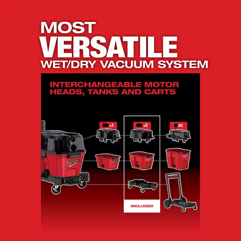 M18 FUEL 9 Gal. Cordless Dual-Battery Wet/Dry Shop Vacuum with AIR-TIP 1-1/4 In. - 2-1/2 In. (4- Piece) Automotive Kit