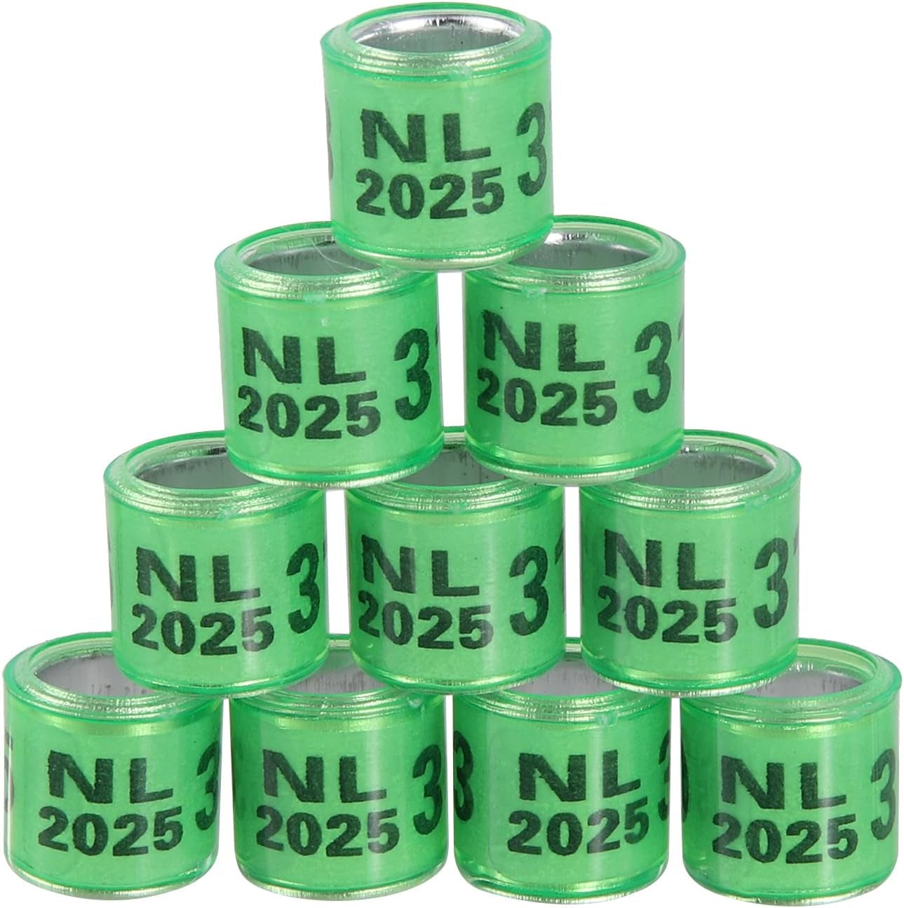 100Pcs Multicolor Aluminium Pigeon Leg Rings Dove Leg Rings Identify Bands Plastic with 2025 NL Training Identify Birds Foot Ring (Green)