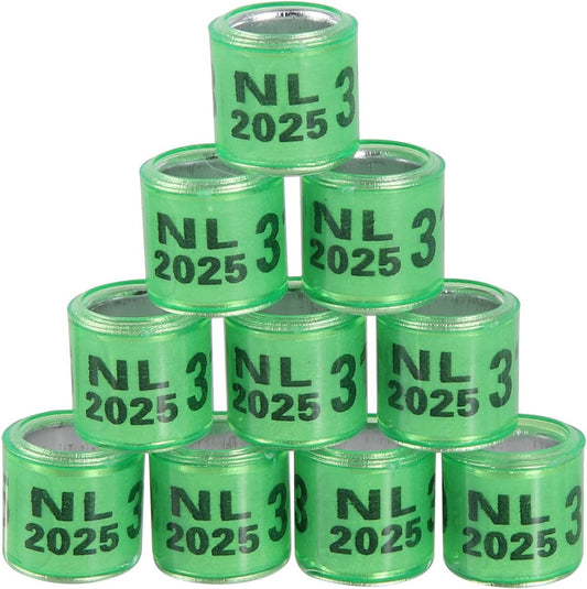100Pcs Multicolor Aluminium Pigeon Leg Rings Dove Leg Rings Identify Bands Plastic with 2025 NL Training Identify Birds Foot Ring (Green)