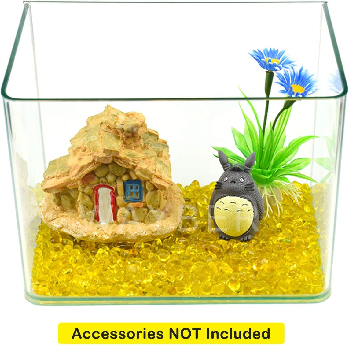 Glass Stones, 1Lb/460G Irregular Sea Glass Pebbles Non-Toxic Artificial Gemstones for Vase Filler/Terrarium Flowerpot Aquarium Turtle Tank Decoration/Handcraft Making, Yellow
