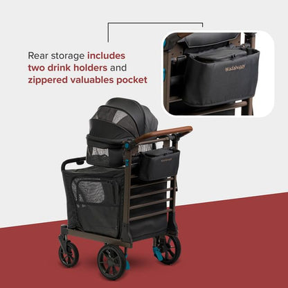 Pet Two Foldable Cart - Adjustable & Portable Pet Stroller with Caddy, Foam Filled Rubber Wheels, Storage - Carriage for Small & Medium Dogs, Cats under 75 Lbs