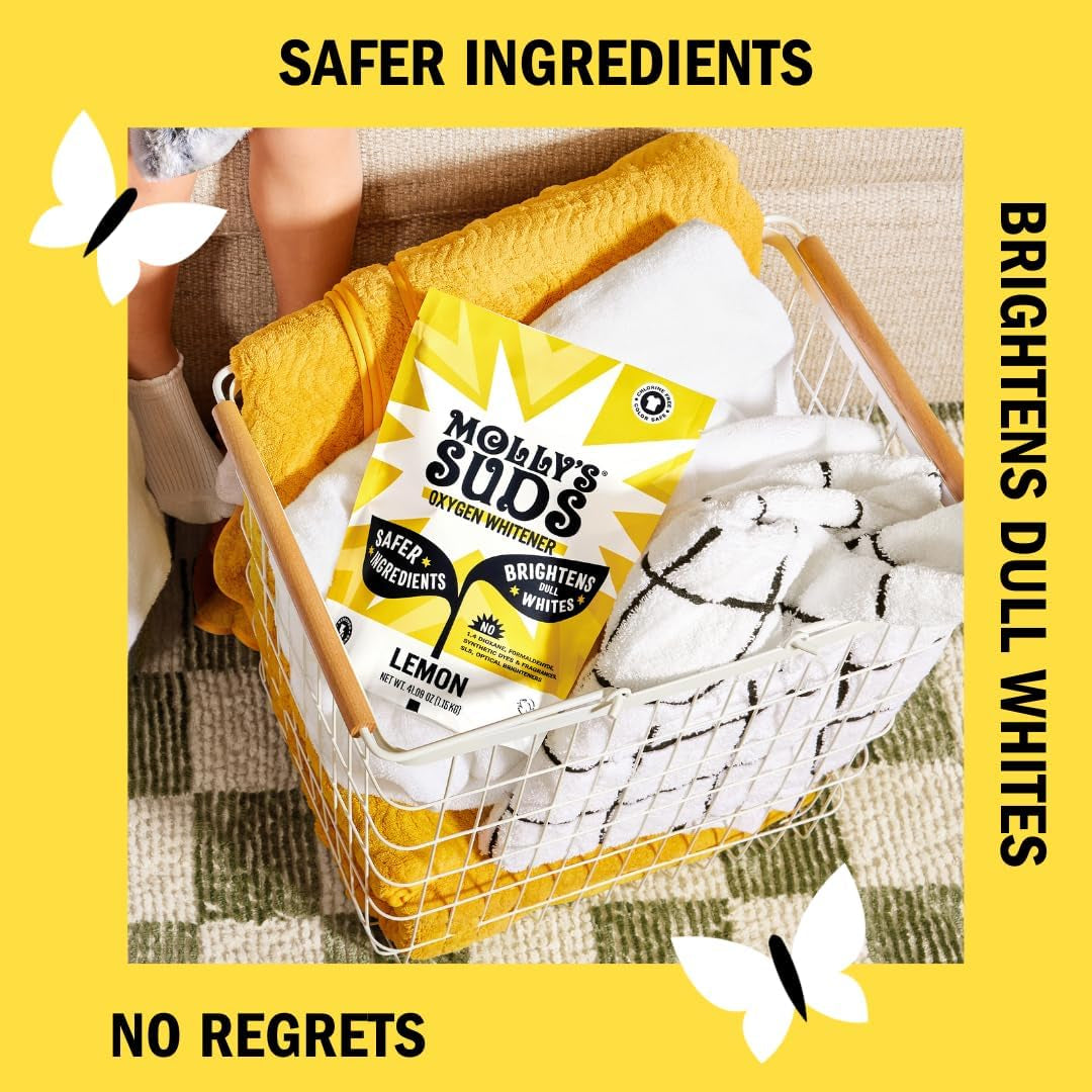 Oxygen Whitener | Powerful Bleach Alternative, Chlorine Free & Color Safe | Brightens Whites and Removes Stains (Pure Lemon Essential Oil - 79 Oz)