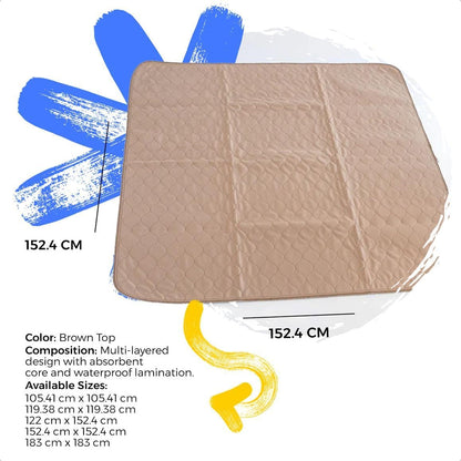Reusable Dog Pee Pads - Dogs Waterproof Training Pads - Washable & Sanitary - Rounded Corners - Laminated, Lightweight, Durable - Pet Essentials Puppy Training, Whelping - 60" X 60"