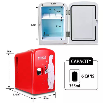 Polar Bear4L Cooler/Warmer With12V DC and 110V AC Cords, 6 Can Portable Mini Fridge, Red
