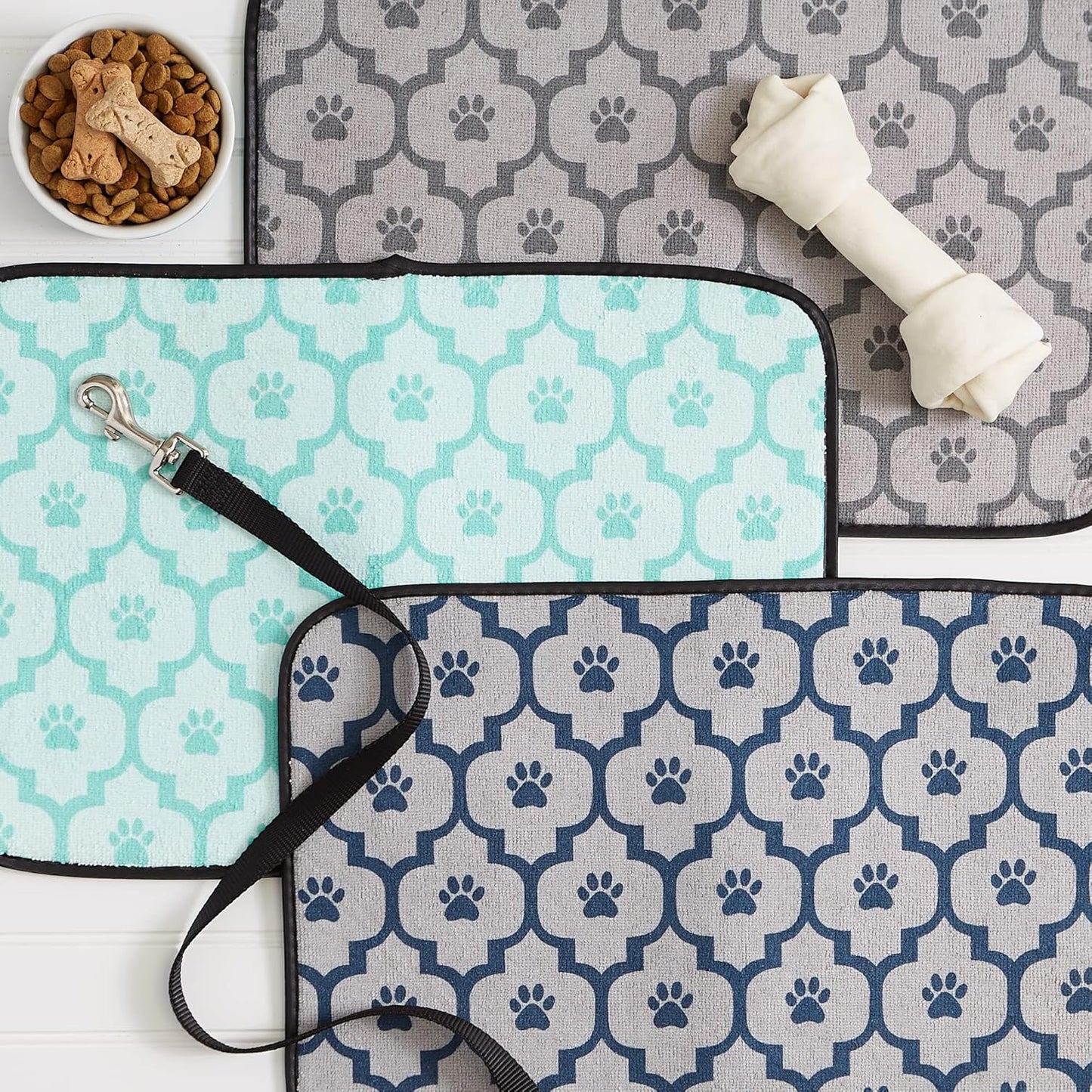 Machine Washable, Ultra Absorbent Pet Mat, 12X18, Gray Lattice