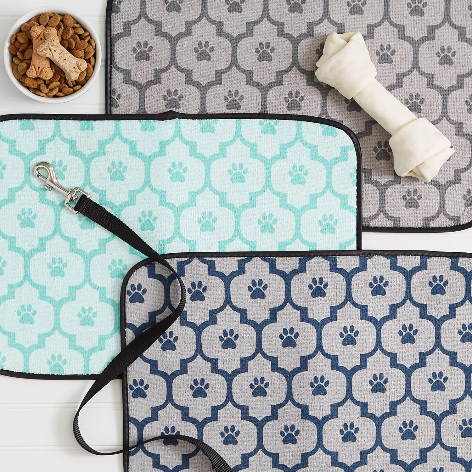 Machine Washable, Ultra Absorbent Pet Mat, 12X18, Gray Lattice