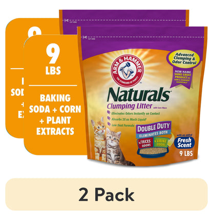 (2 Pack)  Naturals Clumping Cat Litter with Corn Fibers, Odor Control, Fresh Scent, 9 Lbs