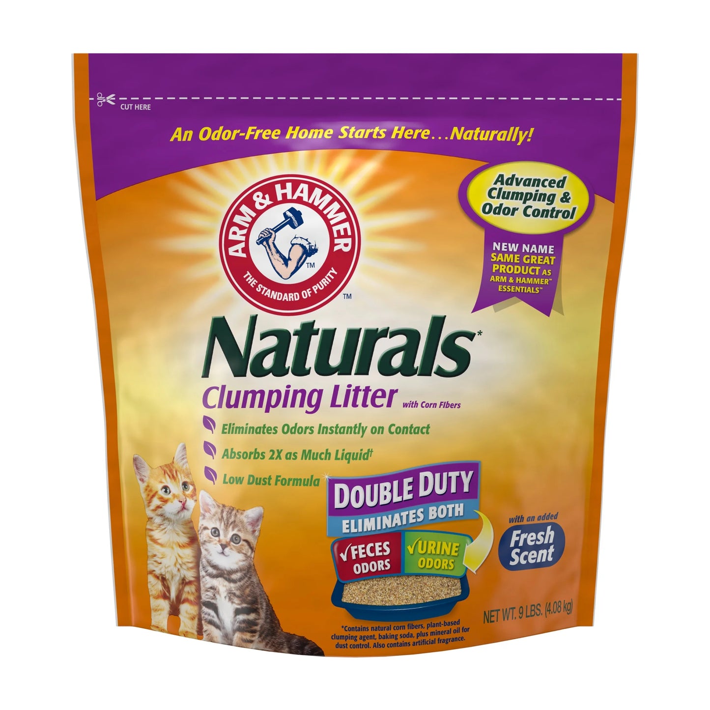 (2 Pack)  Naturals Clumping Cat Litter with Corn Fibers, Odor Control, Fresh Scent, 9 Lbs