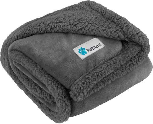 Dog Blanket for Small Medium Dogs, Pet Bed Blanket Cat Puppy Kitten, Fleece Furniture Couch Cover Protector Sofa Car, Soft Sherpa Dog Throw Plush Reversible Washable, Mini 29X40 Solid Dark Gray