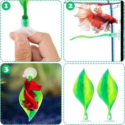 2 Pieces Silicone Betta Bed Leaf Hammock for Betta Fish, Betta Fish Bed, Practical Resting Spot, No BPA, Comfortable and Safe (Green)