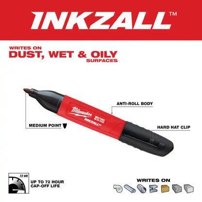 INKZALL Black Medium Point Jobsite Permanent Marker (2-Pack)
