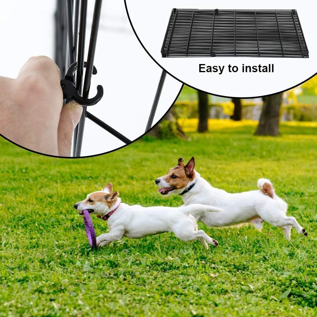 Dog Pen Playpen Puppy Pet Playpen 8 Panel Indoor Outdoor Metal Portable Folding Animal Exercise Dog Fence,24",Black