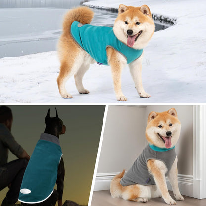 2 Pack Fleece Dog Sweater Stretchy Reflective Stripe Sweatshirt Pet Clothes Lightweight Dog Sweaters for Small Dogs Boy, Teal & Grey XL