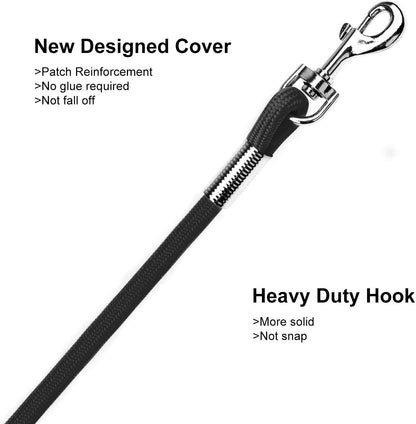 Check Cord Large,Medium Small Dogs/Puppy Obedience Recall Training Agility Lead - 15Ft 30Ft 50Ft Training Leash - Great for Training, Play, Camping, or Backyard Black 50 Feet