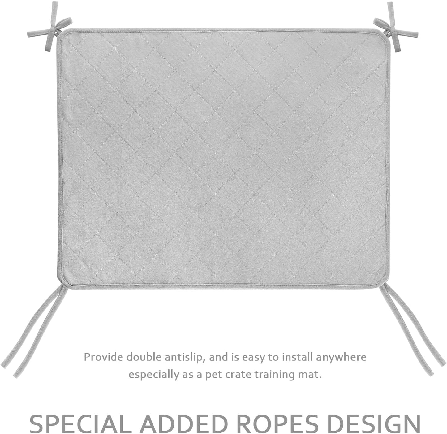 Waterproof Dog Crate Mat with Rope 2 Pack (24’’X18’’), Washable Pee Pads for Dogs, Non-Slip Training Pads for Dogs, Fits 24 Inch Dog Crate