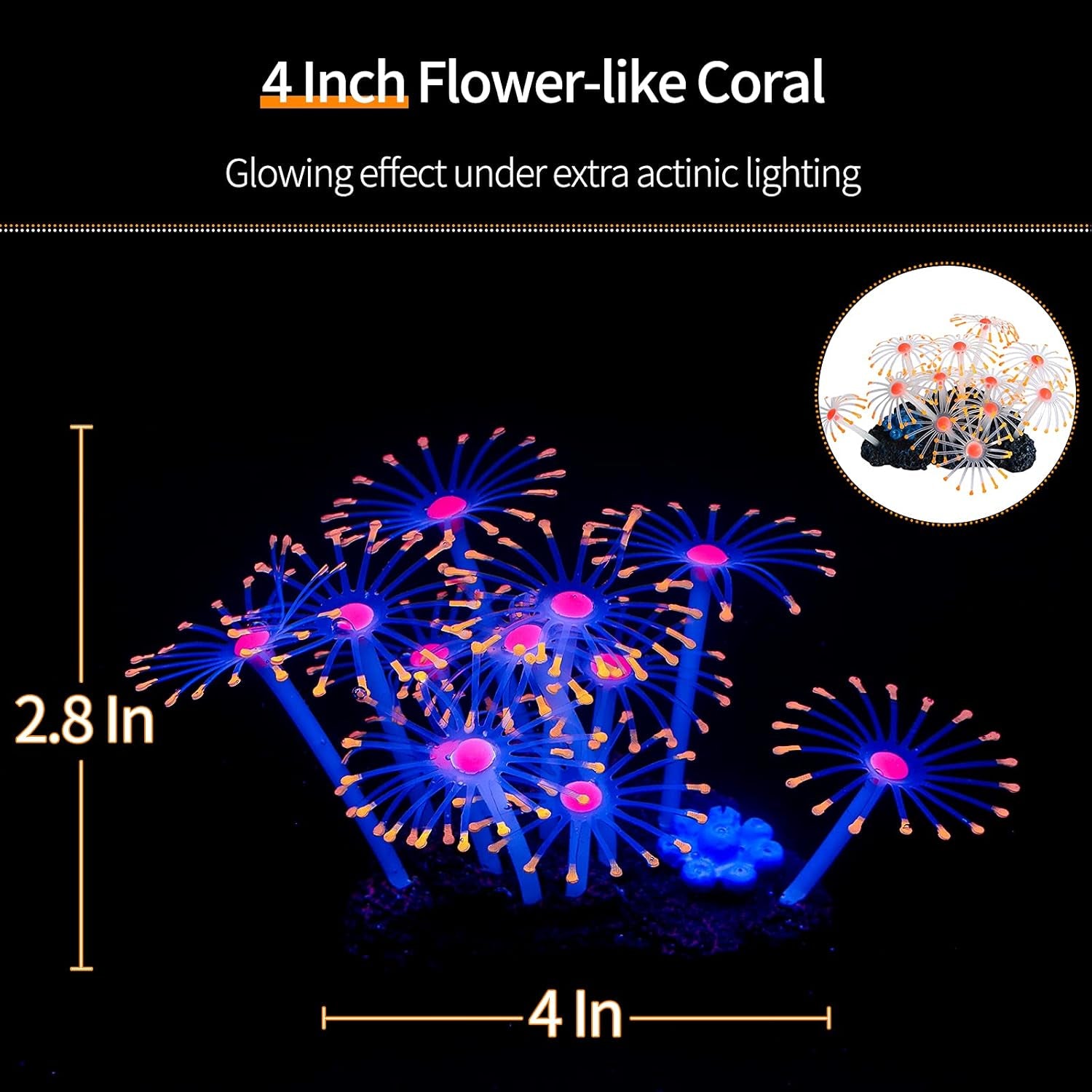 4 Pack Fish Tank Decorations Glowing Effect Aquarium Décor Small Silicone Artificial Jellyfish Coral Plant Ornament
