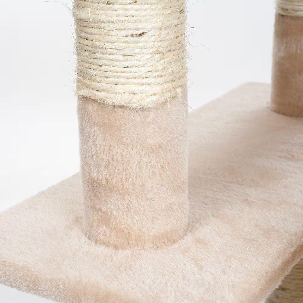 66.25 In. Beige Skyscraper Sleep and Play Cat Tree