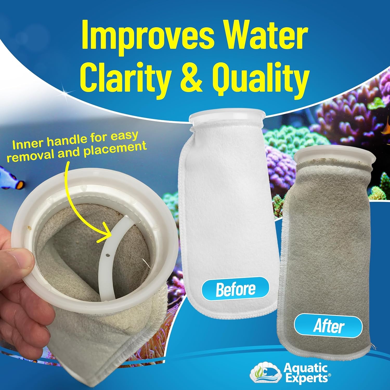 4 Inch Ring 100 Micron Felt Filter Sock - Filter Socks for Saltwater Aquarium, Sump Filter Sock, Freshwater Aquarium Socks, Reef Filter Sock (4"X10.5", 2 Pack)