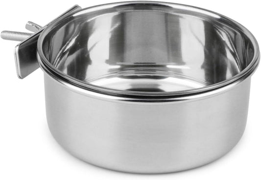 Stainless Steel Bird Food Water Bowl Parrot Cage Accessories for Parakeet Bird Dog Cat Parrot Rabbit (Large,5.5 * 2.3In)
