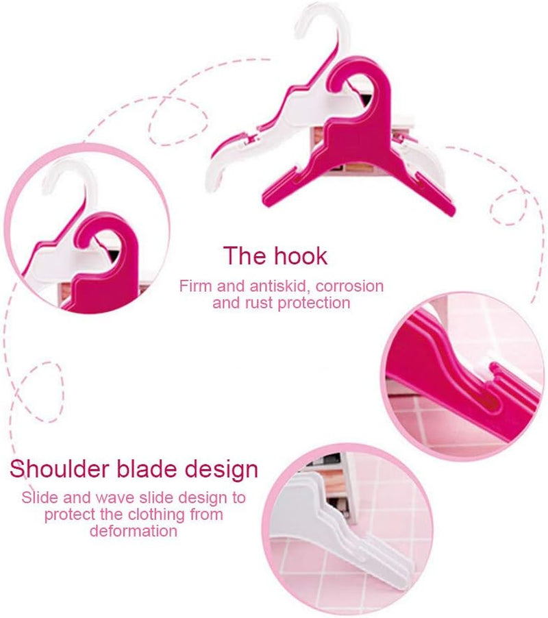 Pet Clothing Hanger, 10PCS Plastic Anti-Skid Dog Puppy Cat Clothes Clothing Rack for Small Animals (Pink, S