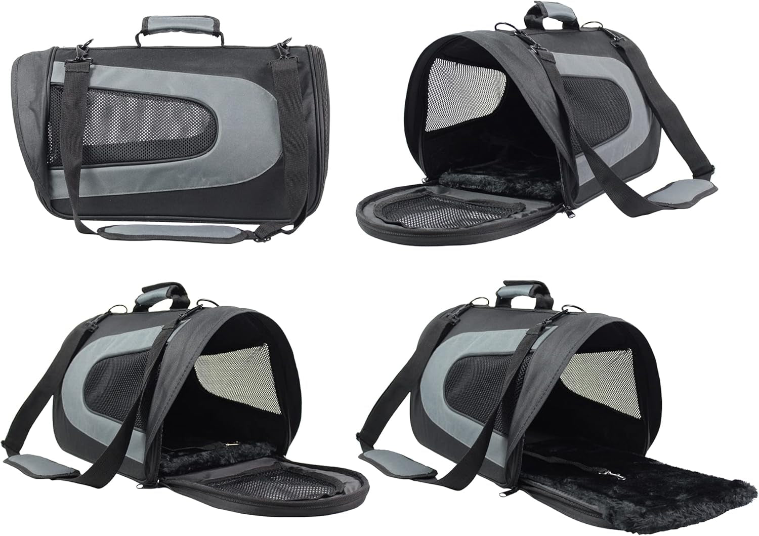 Deluxe Soft Pet Carrier (3 Year Warranty, Airline Approved), Multiple Sizes and Colors Available (18" L X 10" W X 11" H, Black+Gray)