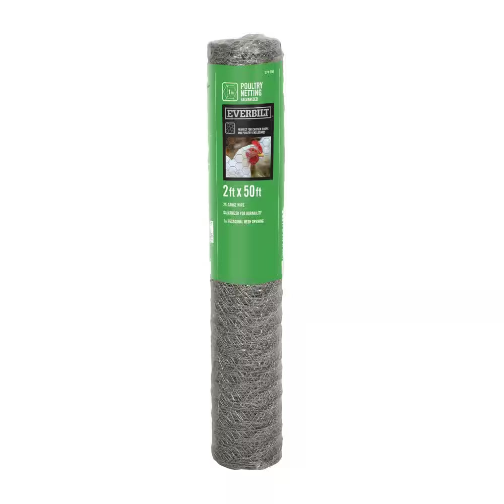1 In. Mesh 2 Ft. X 50 Ft. 20-Gauge Galvanized Steel Poultry Netting