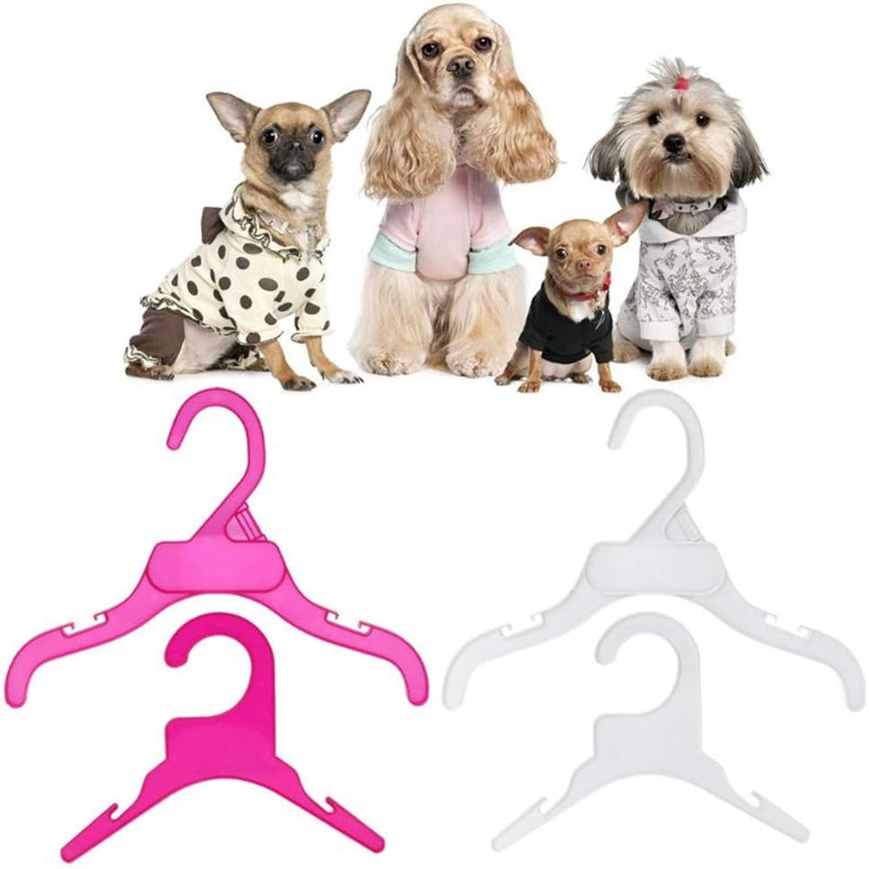 Pet Clothing Hanger, 10PCS Plastic Anti-Skid Dog Puppy Cat Clothes Clothing Rack for Small Animals (Pink, S